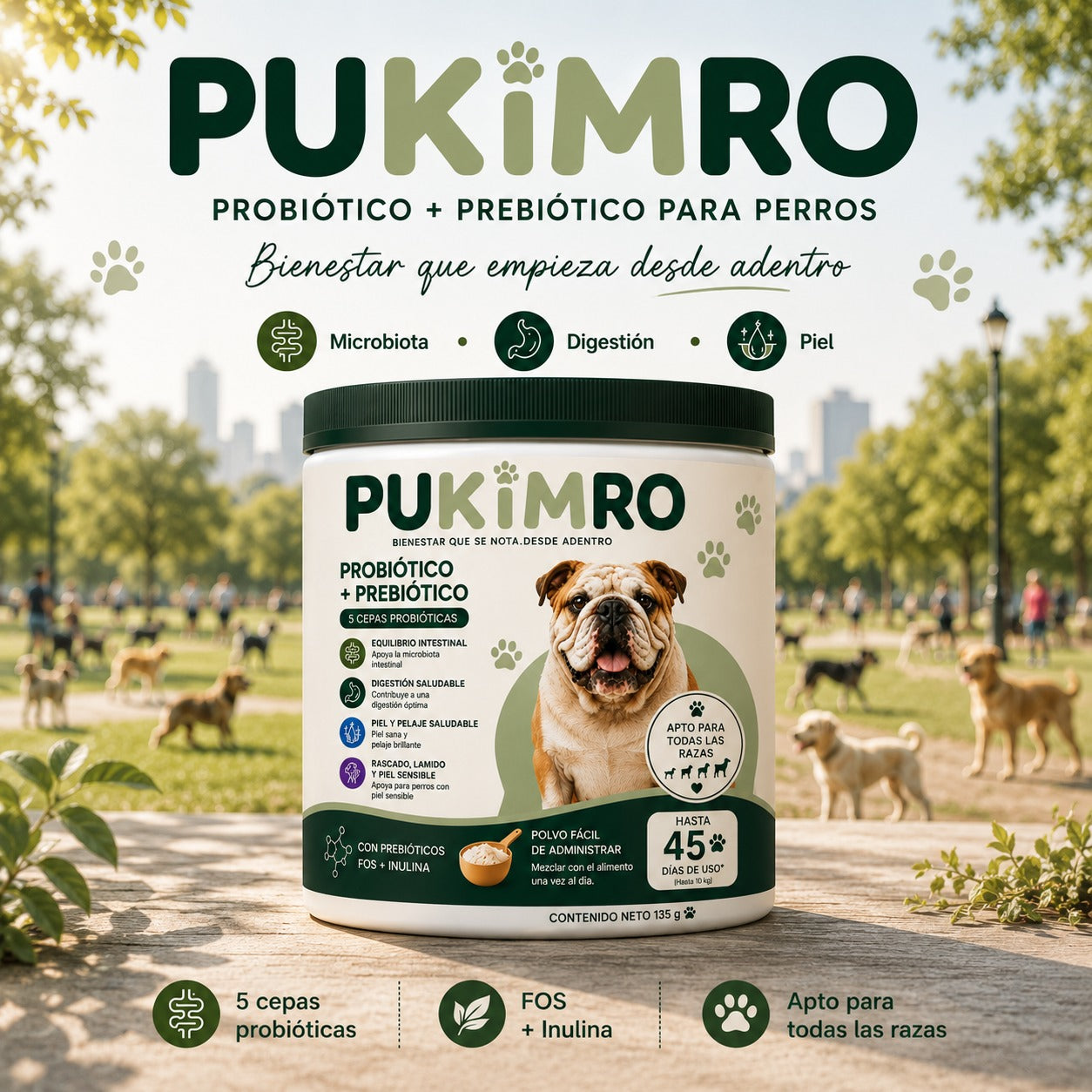 PUKIMRO™ | Probiótico + Prebiótico para una Digestión Sana, Piel Saludable y Mayor Bienestar