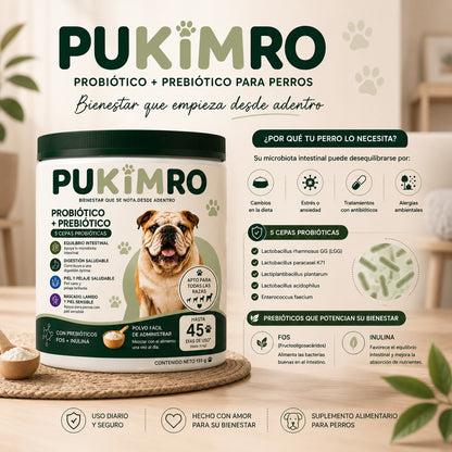 PUKIMRO™ | Probiótico + Prebiótico para una Digestión Sana, Piel Saludable y Mayor Bienestar